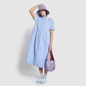 [JAJU/자주] 여 레이온 코튼 시어서커 루즈핏 파자마 원피스_스카이블루
