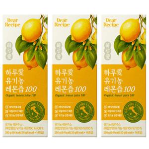 디어레시피 유기농 100 레몬즙 20g 14포 x3개 (총42포) (소비기한 27년 10월 1일까지)