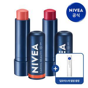 니베아 케어 앤 컬러 립밤 4.8G 1개 (딥레드/크림코랄 중 택1) (+ 딥 모이스처 립밤 무향 2.2g 증정)