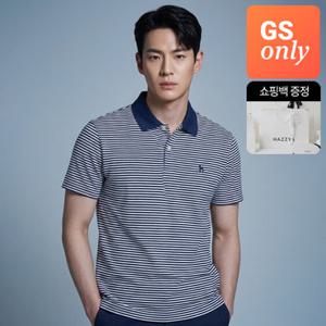 [TAG가 139,000원][더블쿠폰10%]  헤지스 남성 26SS GS단독 네이비 COOL TOUCH 스트라이프 카라티 HZTS6B899N2