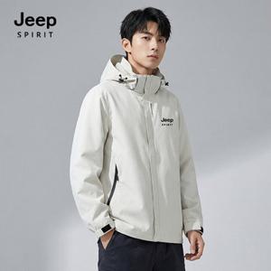 JEEP SPIRIT 공용 기능성 후드 바람막이 아이보리 (JSFAJK41)