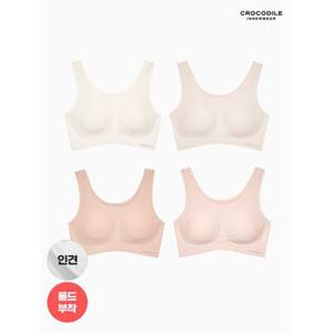 [크로커다일 이너웨어]라이크라 인견쉘론 U넥 심리스 브라 4종세트