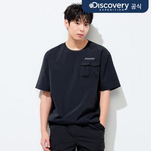[디스커버리] 프레시벤트 우븐 남성 멀티포켓 반팔티셔츠 (BLACK) DMRS8H053-BKS