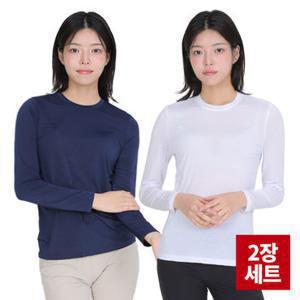[2장세트] BFL 썸머퀸 쿨 냉감 여성 라운드 긴팔 티셔츠(W5OPST08)