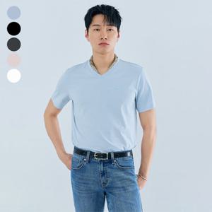 [게스][26SS] 남여공용 레귤러핏 브이넥 사각와펜 반팔티셔츠 NQ2KE405 [정가 39,000원]