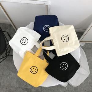 남녀공용 대용량 수납 캔버스백 스마일 에코백 KK89