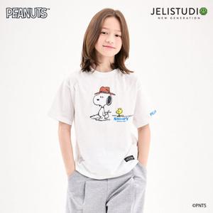 [젤리스튜디오] [피너츠]스누피와 우드스탁 피싱반팔티셔츠