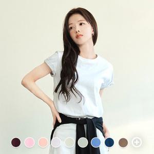 [백화점][지오다노] 여성 여름 라운드넥 기본핏 솔리드 무지 면 반팔 티셔츠 326518