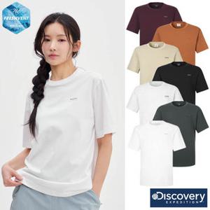 [백화점]디스커버리 25SS 여름 이월(할인) 남여공용 프레시벤트 스몰로고 세미오버핏 반팔티셔츠/캐주얼/면소재/커플/냉감기능성 DXRS7Q053