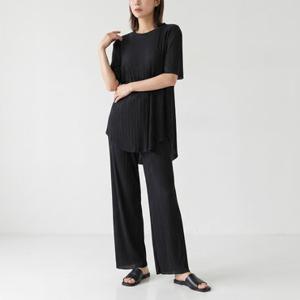 [SET] 예시카 라운드 플리츠 반팔 밴딩 팬츠 세트 YV4ST923