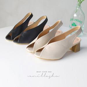 바닐라슈 엘리던 토오픈 우드굽 슬링백 샌들(5cm)