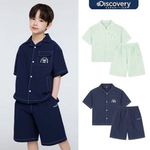 [백화점]디스커버리키즈 DKAZ23063 키즈 시어서커 반팔셔켓+6부 팬츠 2SET