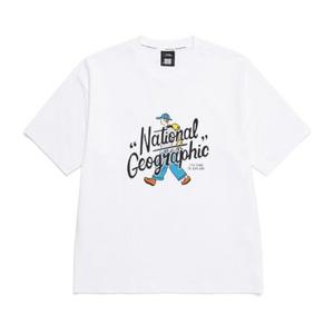 내셔널지오그래픽 N252UTS904 트레져 컨셉 워커 그래픽 세미오버핏 반팔 티셔츠 WHITE