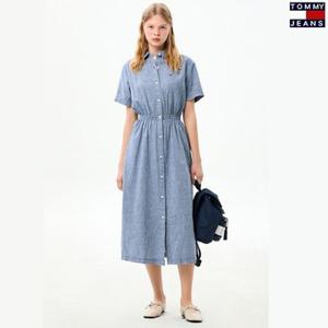 [백화점]30% SALE[타미진스]여성 맥시 린넨혼방 인디고 데님 롱원피스