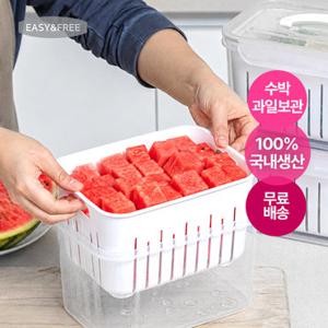 [이지앤프리][5/29-30 사은품증정] 깍둑설기 네모수박 프루트 보관용기 3.7L 2P  화채/야채/과일 세척용기