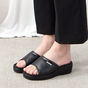 키엘노엘 여성 푹신한 이중쿠션 중굽 슬리퍼 뮬 실내화 4.5cm
