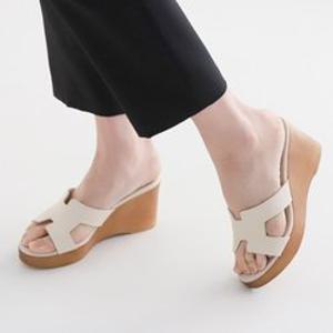 [니나스파리]7cm 오픈라인 웨지통굽 슬리퍼