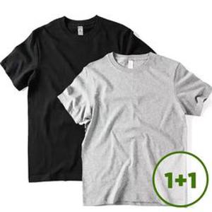 [텐제로]2종세트 남녀공용 반팔면티 100코튼 블랙,화이트,그레이 COT24-2S