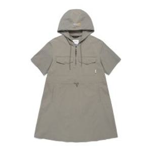 내셔널지오그래픽 N242WOP980 여성 우븐 스트레치 후드 반팔 원피스 LAUREL OAK