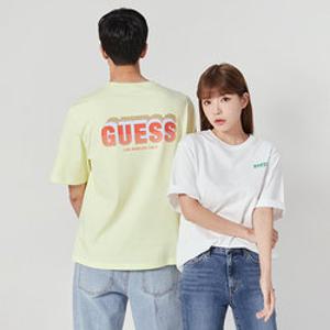 [게스][본사] 유니 등판 비비드로고 세미오버핏 반팔티 NO2KE436