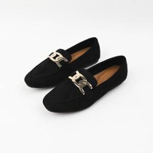 [백화점][신난다슈]여성 로퍼 단화 2cm 플랫 구두 슬립온 스웨이드 발편한 쿠션 RM248886 블랙