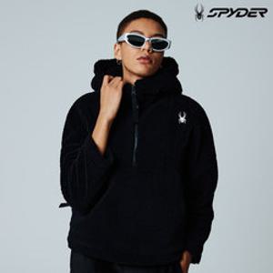 [스파이더] 여성 플리스 하프넥 아노락 후드 티셔츠 SPIWCNHD352WBLK