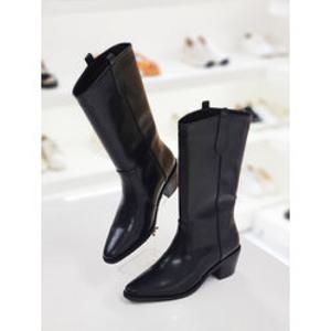 [머랭고]소가죽 미니멀 웨스턴 미들부츠 5.5cm (M23W01L)