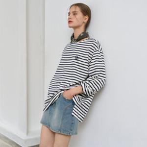 [제너럴아이디어]UNISEX 롱슬리브 보더 티셔츠 [WHITE] / SBE1U01003-WOMAN