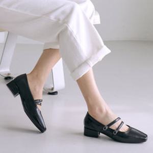 에스유니 여성 메리제인 더블 스트랩 플랫슈즈 단화 펌프스 구두 3cm