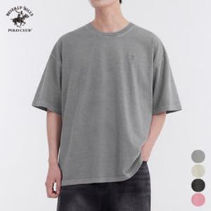 [비버리힐즈폴로클럽] 남녀공용 클래식 자수 로고 피그먼트 오버핏 반팔 티셔츠