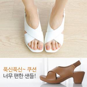 바닐라슈 마일라 와이드X 쿠션 벨크로 통굽 샌들(6cm)