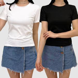 [THE BON] [반팔티 3장세트] 심플 쫀쫀 베이직 라운드넥 무지 티셔츠 3장