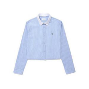커버낫긴팔티 JQS CO2401SH73-LB 우먼 포플린 스트라이프 크롭 셔츠 Light Blue