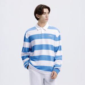 내셔널지오그래픽 N261UTS901 스트라이프 럭비 세미오버핏 긴팔 티셔츠 WHITE