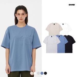 [스위브]유니) 쿨링양면 스티치배색 포켓 티셔츠 (레귤러핏)(5COLOR) (LSSMCTR740M)