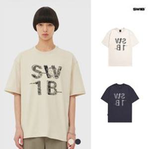 [스위브]유니) 18수싱글 스위브 지구로고 번짐 그래픽 티셔츠 (레귤러핏)(2COLOR) (LS