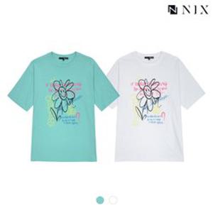 [NIX]유니) 30 S싱글-그래피티 썬플라워 티셔츠(세미오버핏) (FNPMCTR792P)