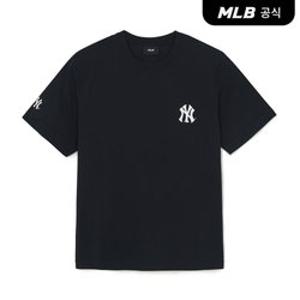 [MLB공식] 26SS 공용 베이직 스트릿 등판레터 오버핏 반팔 티셔츠 NY (Black) 3ATSB1063-50BKS