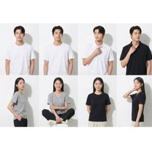 [GS][남여공용 면 티셔츠] 라운드 3종/브이넥 3종/카라넥 2종 중 택1