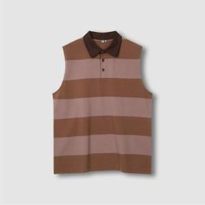 [JAJU/자주] [공용] 스트라이프 카라 민소매 티셔츠 [M~L]_브라운