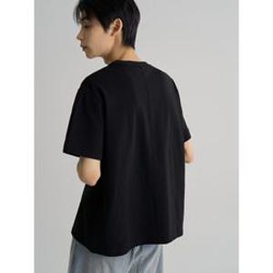 (456442MM15) [에잇세컨즈] 조직감 솔리드 반소매티  블랙