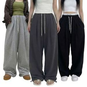 UNISEX 핏보장 마코 메가 통 밴딩 핀턱 와이드 하이웨스트 로우라이즈 조거스트링 트레이닝 롱팬츠 남여공용 하비추천 빅사이즈 바지