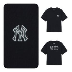 [백화점]MLB 공용 베이직 등판 스트릿 로고 오버핏 반팔 티셔츠(3ATSB0863-50BKS)