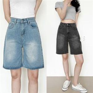 남녀 와이드핏 청반바지 데님 5부 바지 팬츠 여름 2컬러