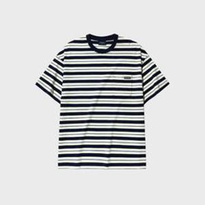M 커버낫반팔티 CQK CO2502ST08-DN [추영우 착용]멀티 스트라이프 티셔츠 Dark Navy