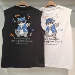 리트머스 HC34 남녀공용 고양이 드로잉 민소매 T LQ2TU312