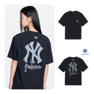 [백화점]MLB 공용 베이직 심플 스트릿 로고 오버핏 반팔 티셔츠(3ATSB0463-50BKS)