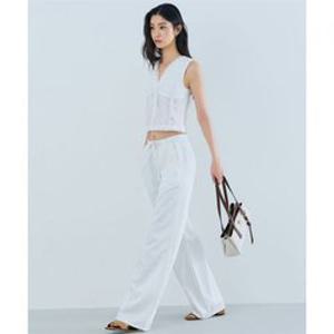 게스 1color 화이트 스트링 와이드팬츠 OQ2D5115 494174