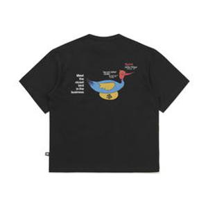 [코닥어패럴] 세미오버핏 슬럽 반팔 티셔츠 BLACK