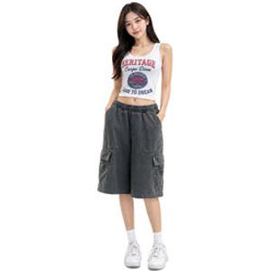 [백화점][지프] 다잉 버뮤다 트레이닝 팬츠 R2TSU 반바지 공용 남 여 운동복 면 자수 7부 JR2TSU928